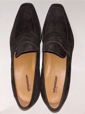 NWOB Stemar Made in Italy Men's Brown Suede Penny Loafers size EU 10.5 US 11.5